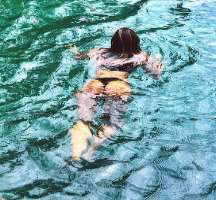 The star enjoys swimming in her free time.